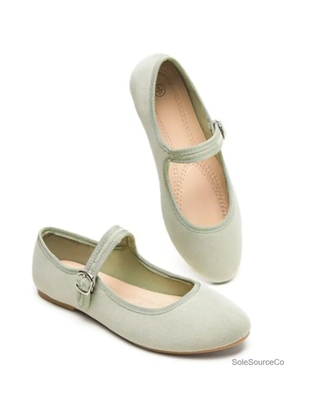 Women's Mary Jane Flats with Adjustable Strap Faux Suede Memory Foam Comfort